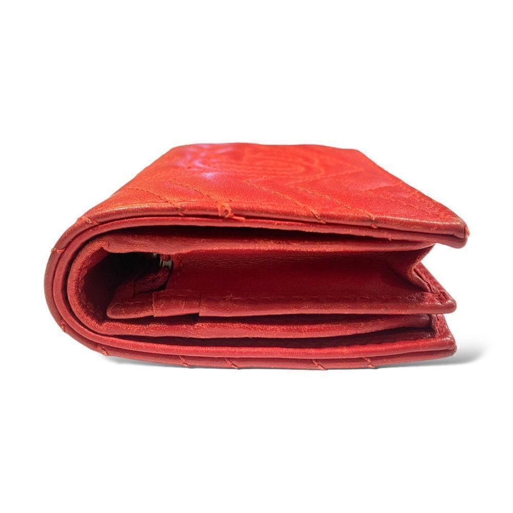 GUCCI GG MARMONT RED MATELASSÉ LEATHER CARD CASE WALLET - Picture 8 of 12
